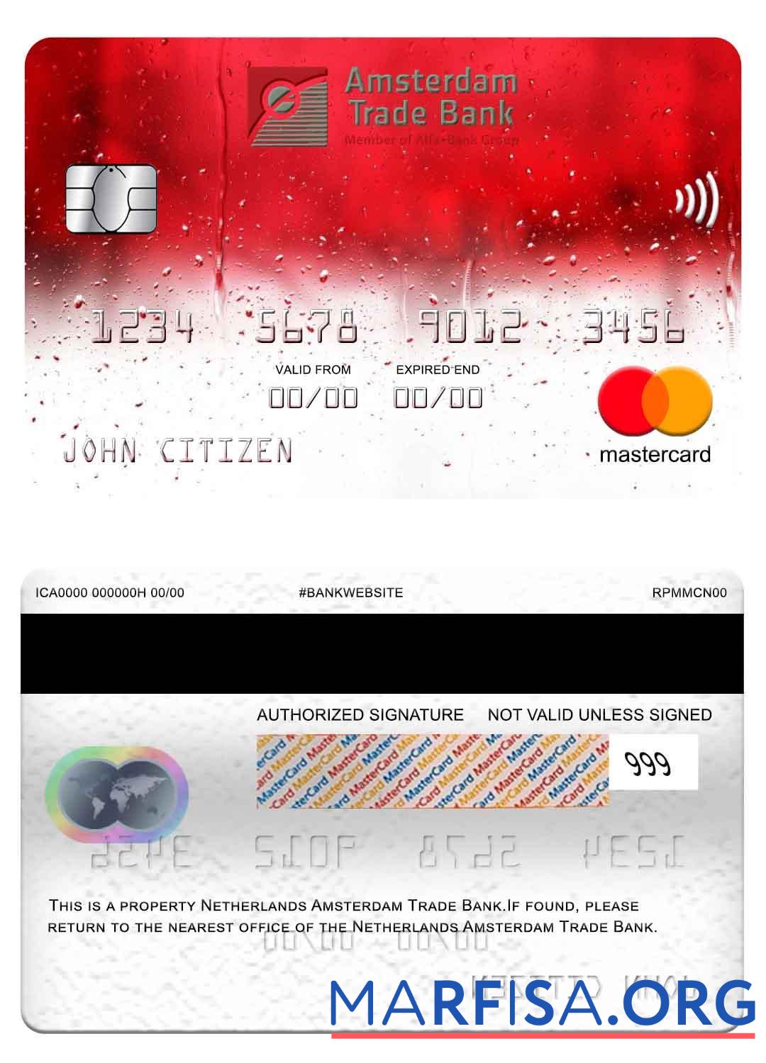 Downloadable Netherlands Amsterdam Trade Bank mastercard template